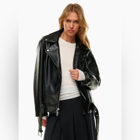 Aritzia Wilfred Lightning Faux Leather Jacket Rich Mocha Brown XXS *NWOT* - Picture 4 of 9